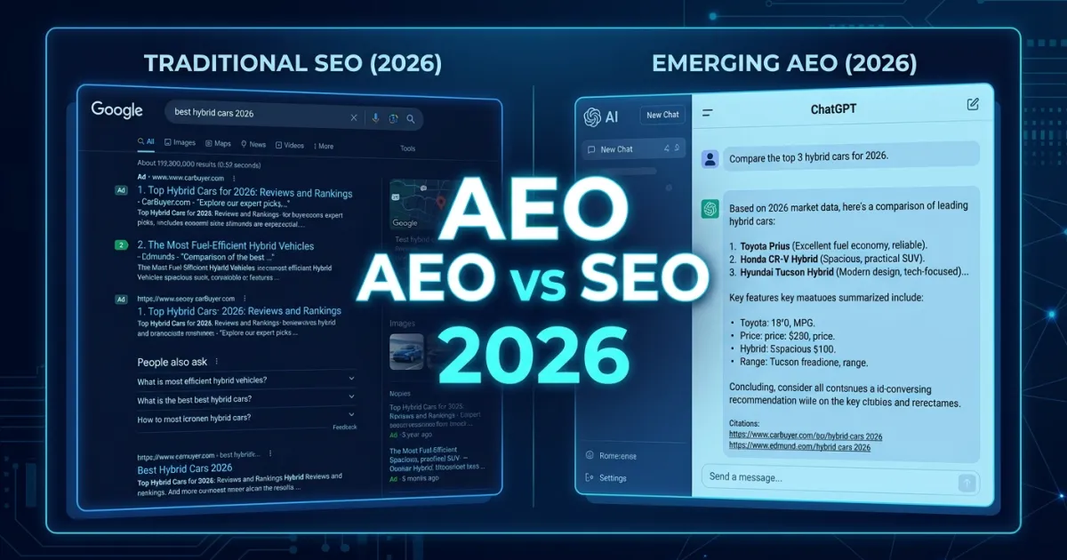 AEO vs SEO: What's the Difference? (Complete 2026 Guide)